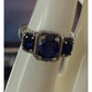 SAI Sterling Silver Blue Sapphire Blue 3 Stone Ring 925 Milgrain Setting Size 8