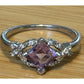 Sterling Silver Amethyst Princess Cut Ring Purple Gemstone Ring Size 9.5