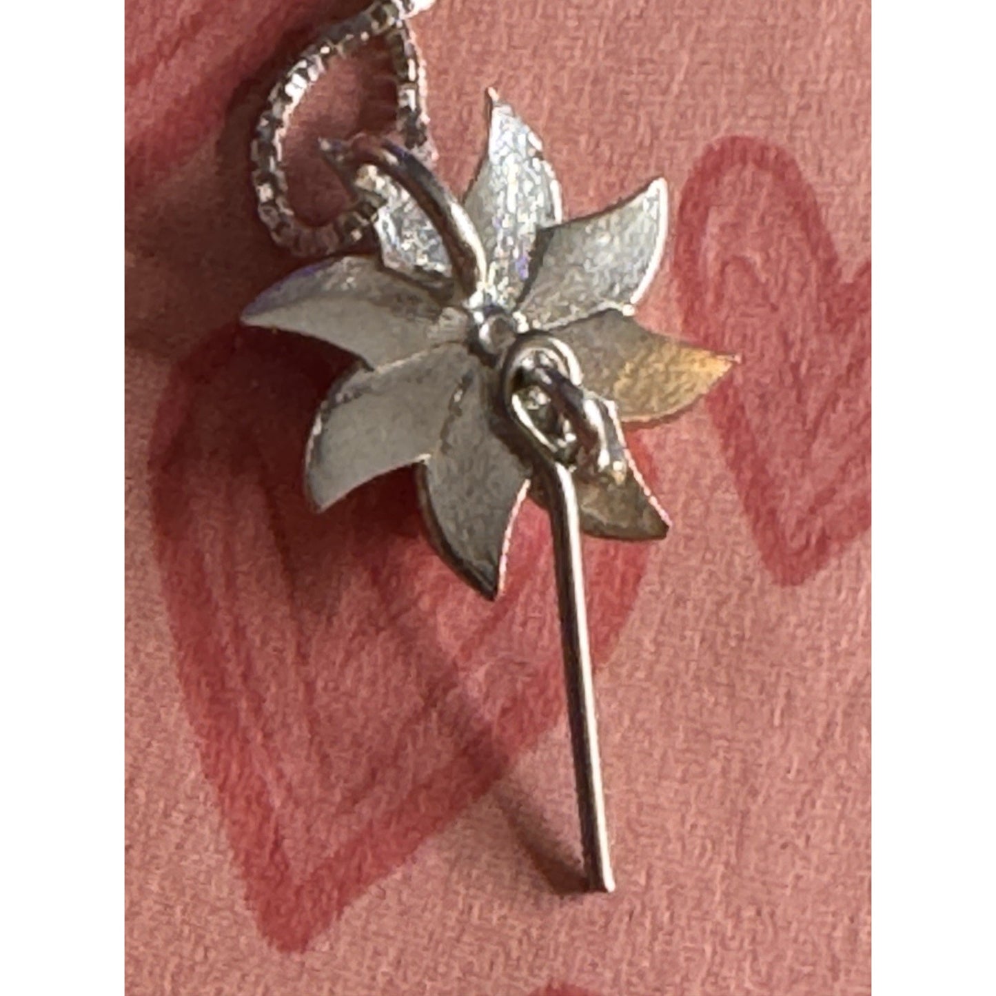 Sterling Silver 925 Pinwheel Flower Pendant Necklace w/ Blue Stone w/Box Chain