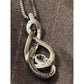 925 Sterling Silver Genuine Diamond Infinity Swirl Pendant Necklace 18” Italy 9g