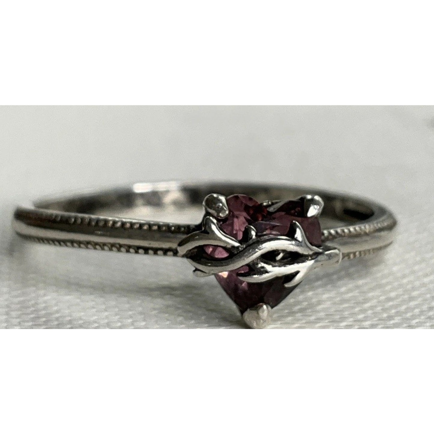 Sterling Silver Garnet Heart Bypass Love Ring 925 January Birthstone Size 10.25