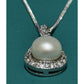 Genuine 10mm Pearl CZ Teardrop Necklace RJ 925 Sterling Silver 17”