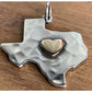 Retired James Avery Deep in the Heart Of Texas Hammered 925 & 14k Heart Pendant