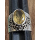 Vintage Sterling Silver Faceted Citrine Ring Sz 8.25 Artisan Filigree Swirl Band