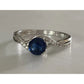 Sterling Silver Blue Sapphire Ring Size 8.5 Round Solitaire Halo Twist