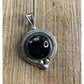BA 925 Sterling Silver Black Onyx Pendant Large Statement Round Cabochon Vintage