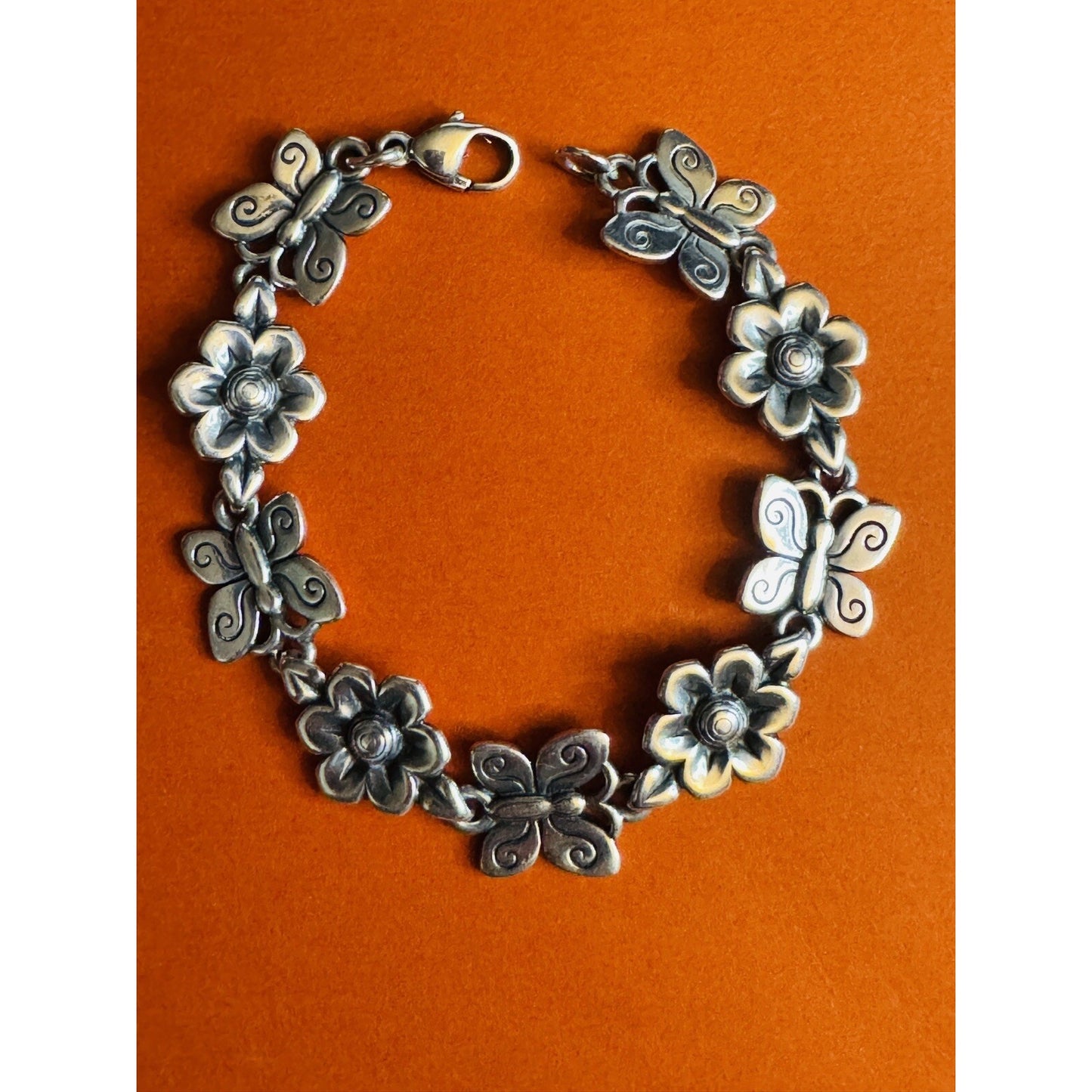 James Avery Retired RARE Butterflies and Blooms Flowers Bracelet w/ Box & Pouch Pre-Owned