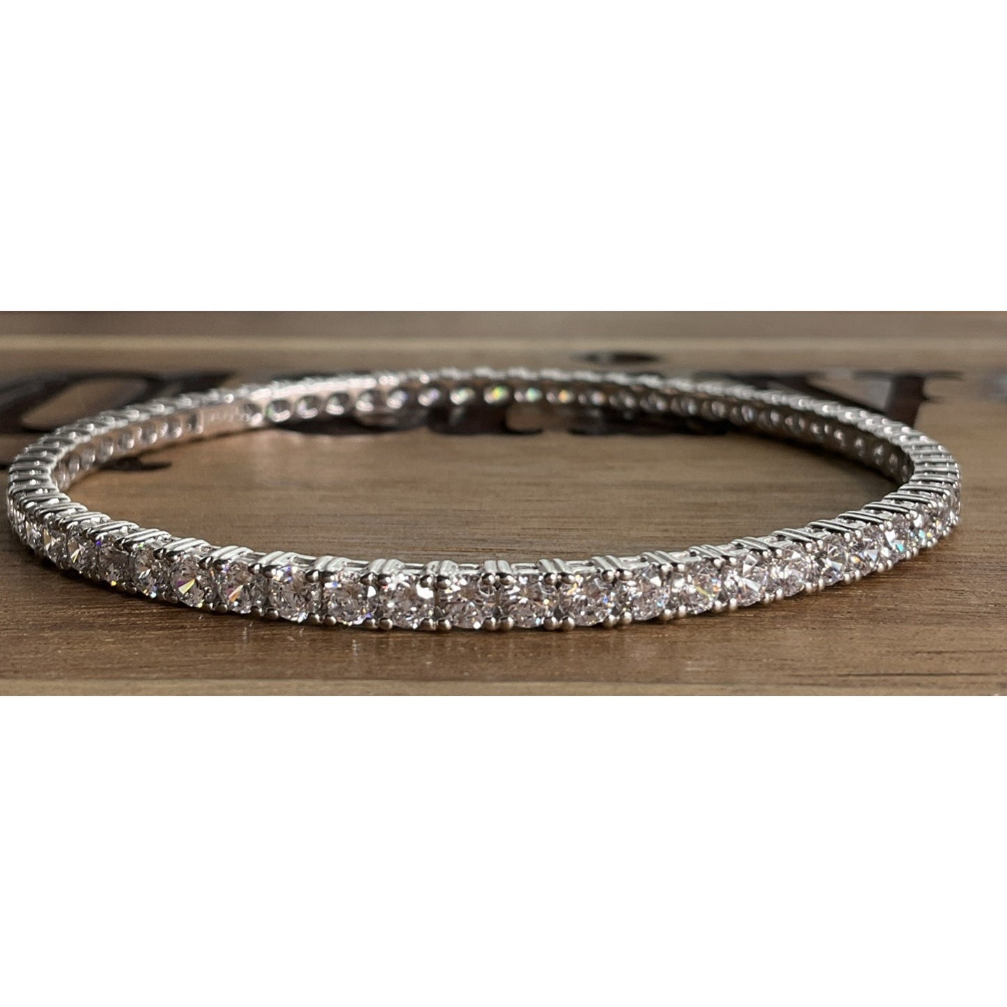 Sterling Silver CZ Tennis Bangle Bracelet 925 Cubic Zirconia