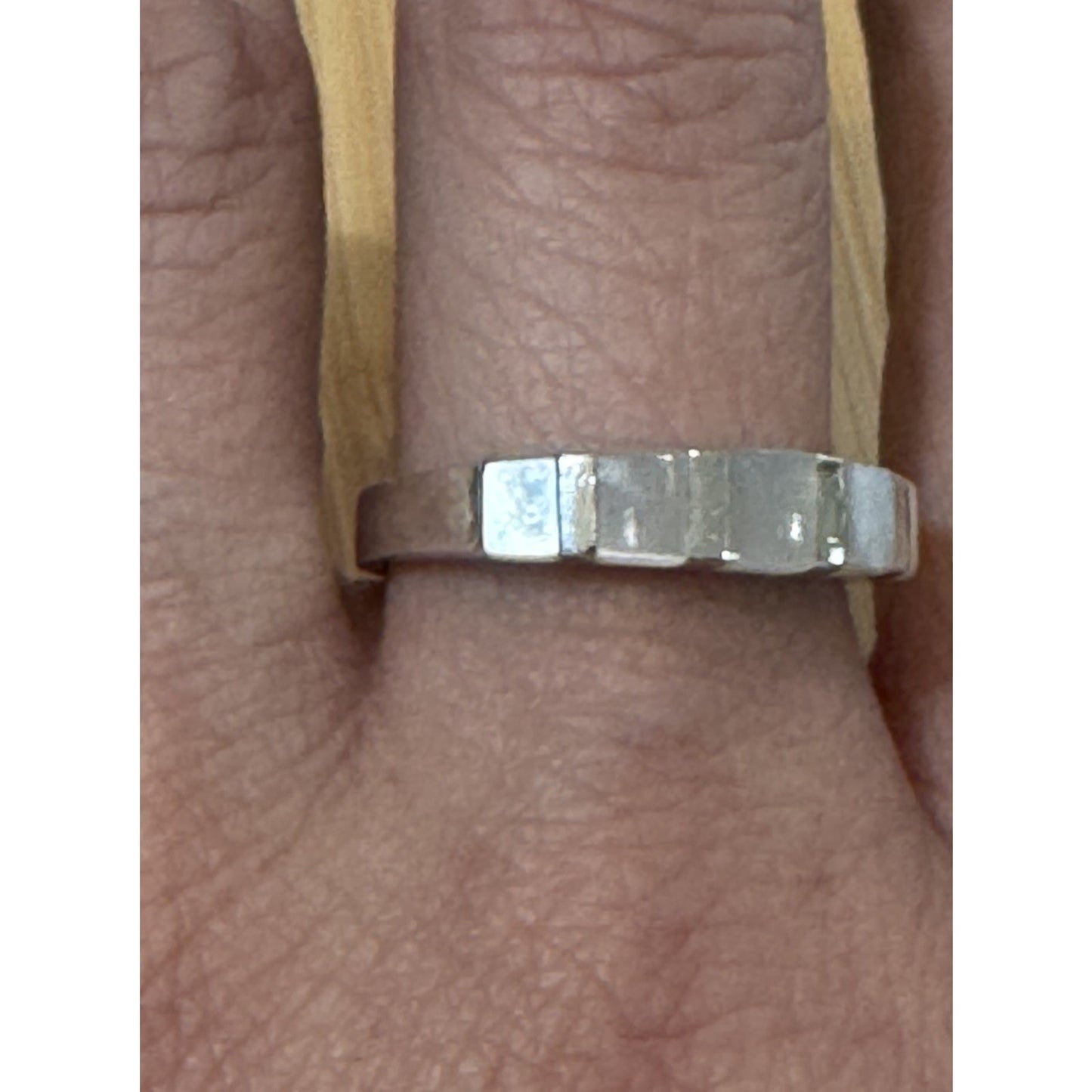 Vintage 925 Mother of Pearl Inlay 925 IND Sterling Silver Band Ring Size 9.5