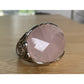 Vintage Sterling Silver Pink Faceted Rose Quartz Statement Ring Size 8.5