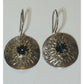 Vintage Sterling Silver Hammered Disc Earrings with Mystic Topaz
