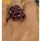 Vintage Ruby Flower Cluster Ring Estate Cocktail Ring Size 7 July Gemstone