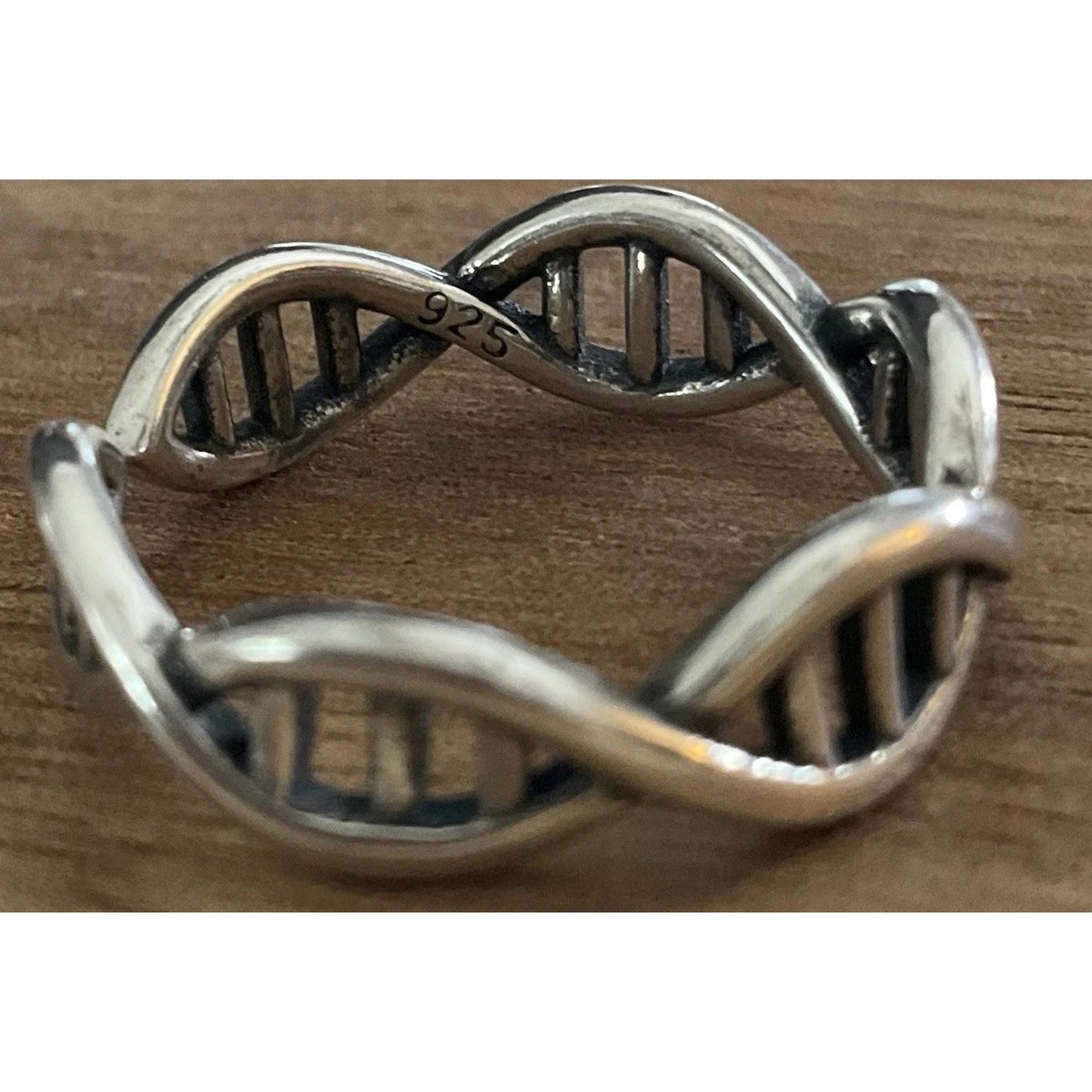 Sterling Silver DNA Ring 925 Double Helix Infinity Twist Band Size 7.5