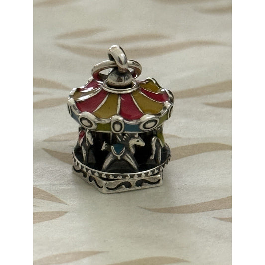 Pre Owned James Avery Retired Enameled Spinning Horse Carousel Charm