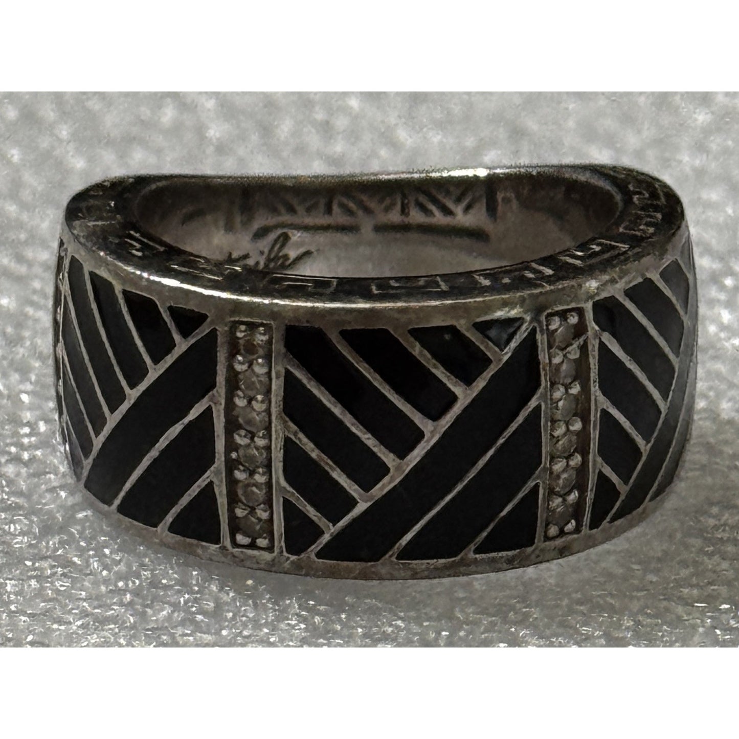 Belle Étoile Laguna Ring Sterling Silver Black Enamel Size 6.5 SOLD OUT