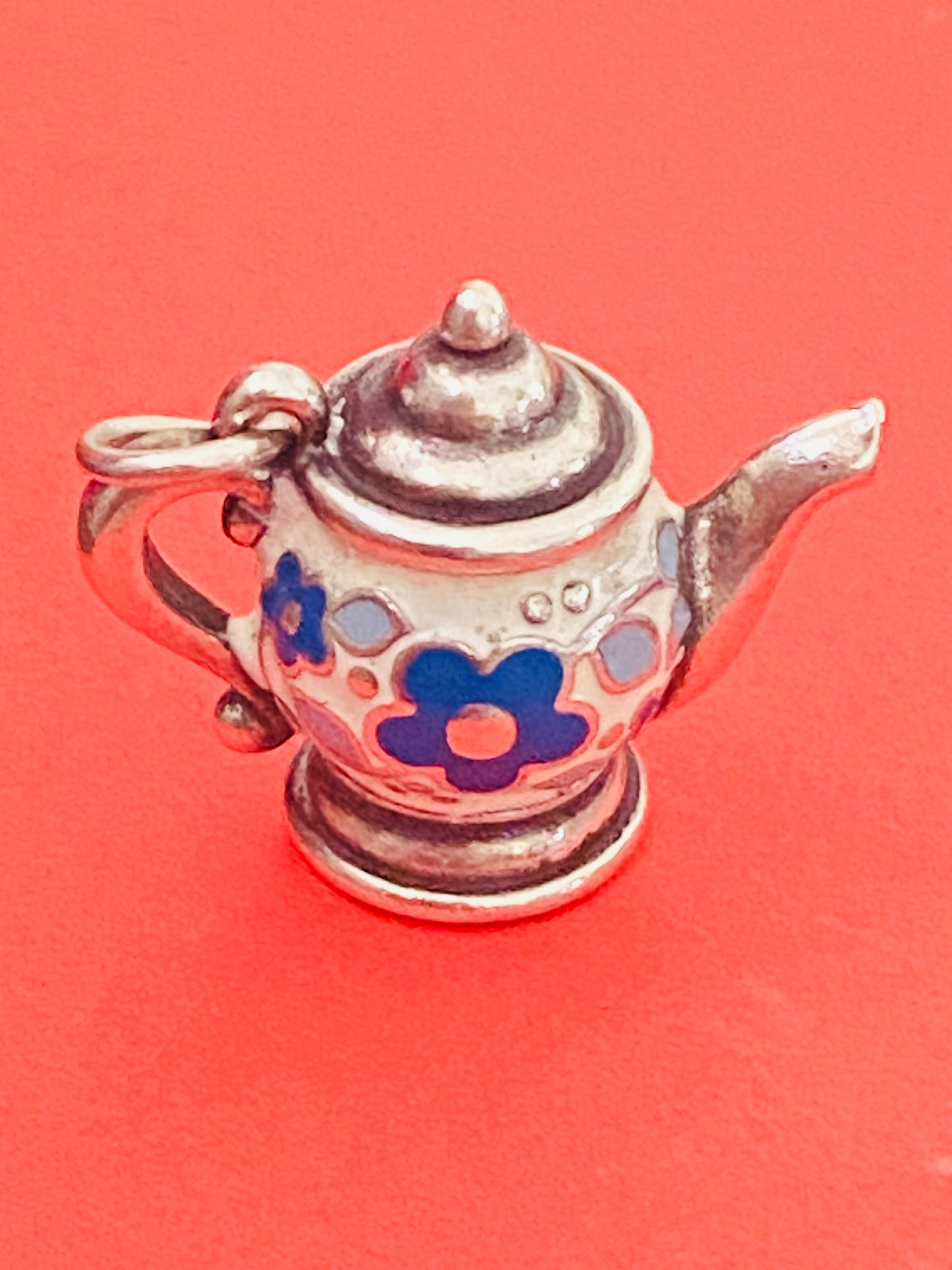 Preowned James Avery Retired Silver And Enamel Teapot Charm