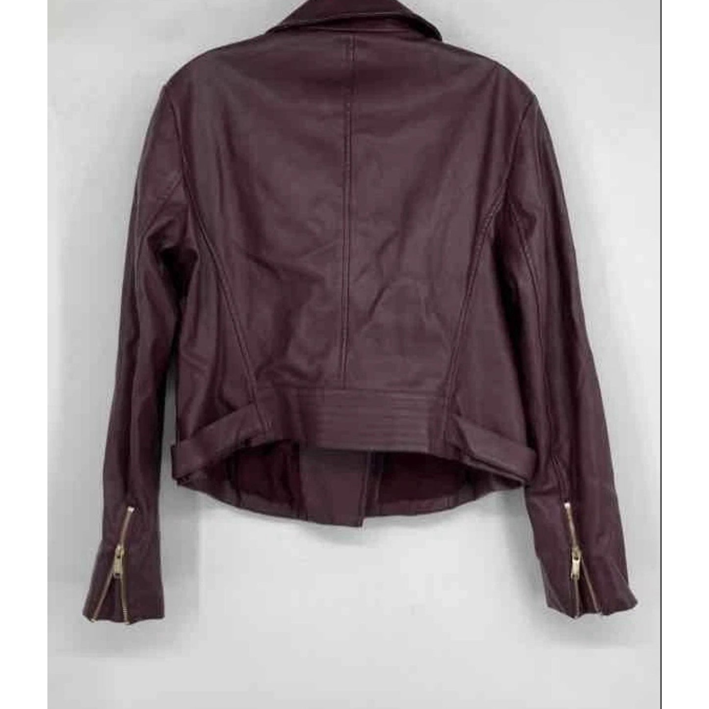 Women’s Michael Kors Burgundy Faux Leather Jacket Motorcycle Jacket Size L
