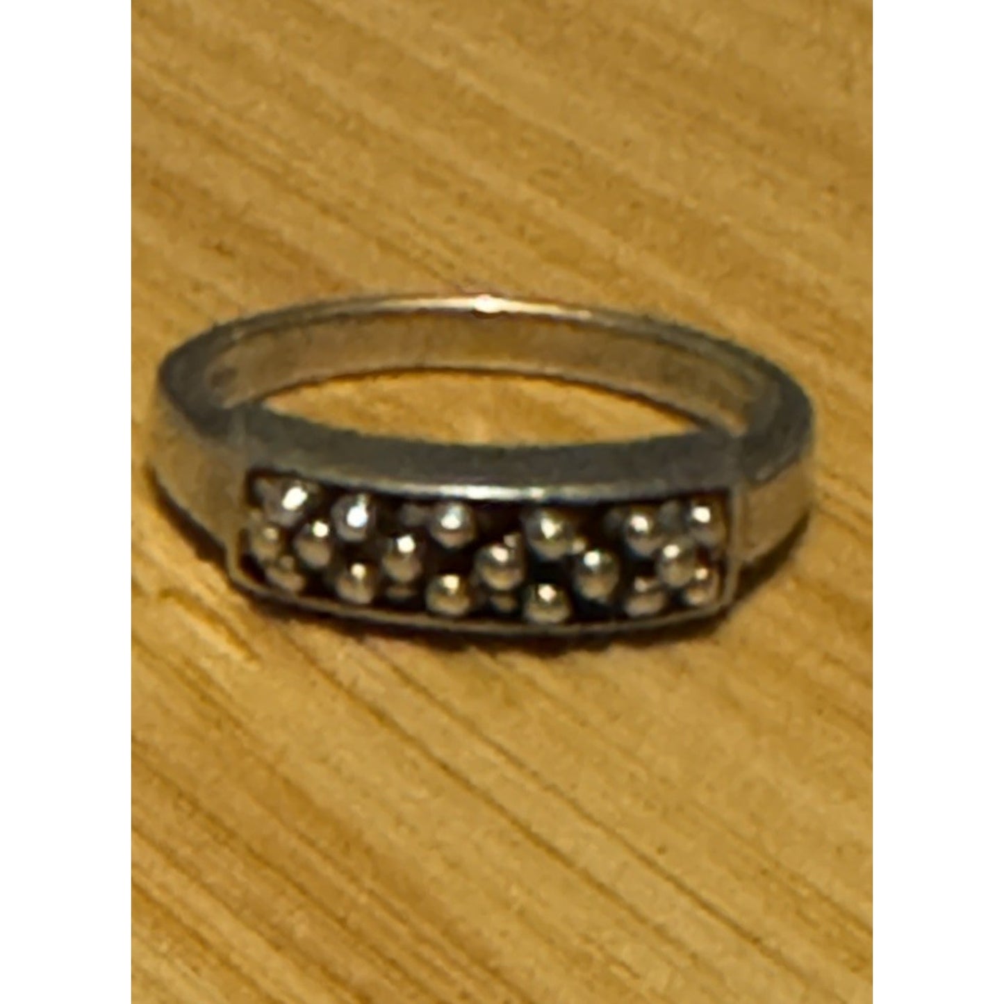 Vintage Michael Dawkins Sterling Silver Beaded Pebble Bar Ring Size 7.5 5g