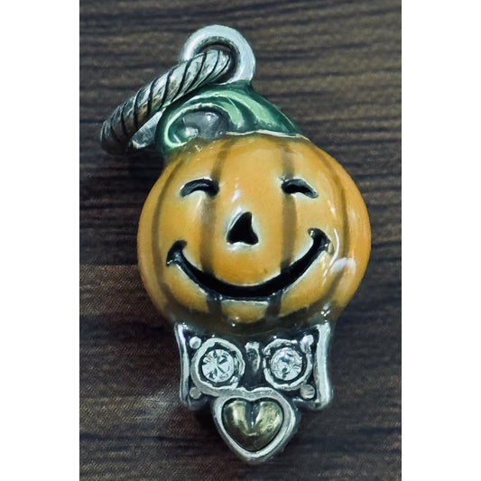 Brand New RETIRED Brighton J91782 JACK O LANTERN Enameled Silver Tone Charm