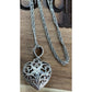 Sterling Silver Filigree Heart Pendant Necklace 925 Floral Scroll