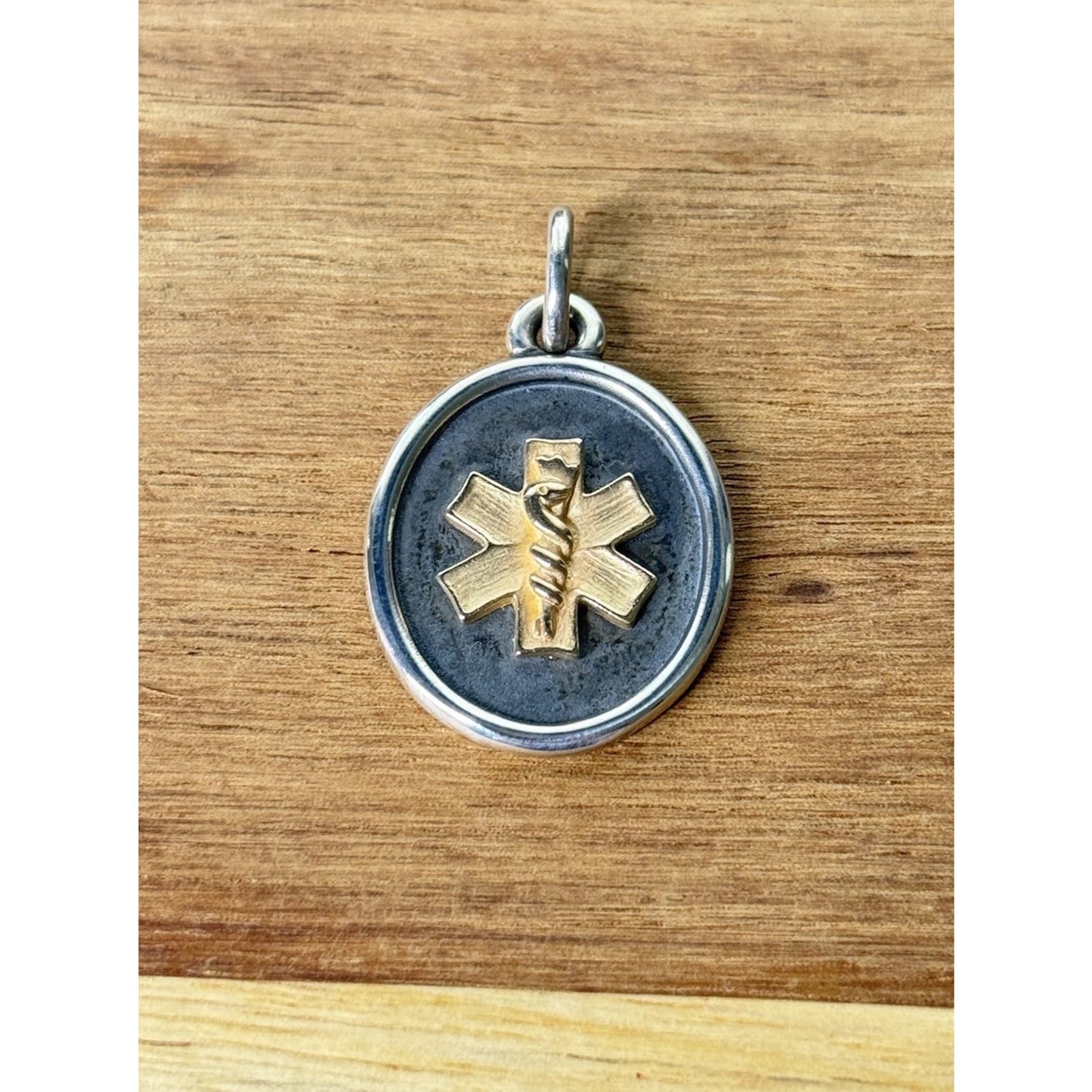 James Avery Retired RARE 14kt Gold Medical Caduceus Sterling Silver Pendant