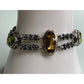 Vintage Sterling Silver Citrine Peridot Gemstone Double Chain Bracelet