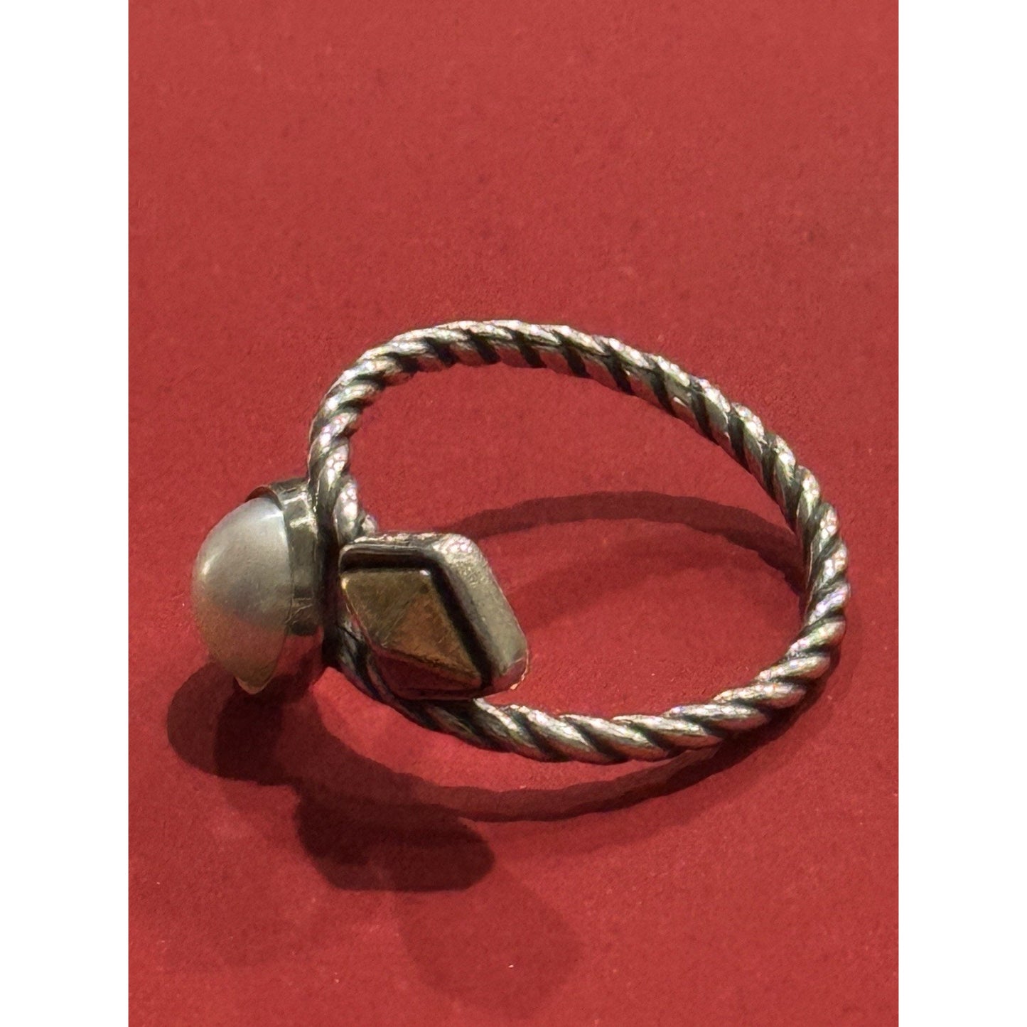 James Avery Retired 925 Silver Marlowe Bronze w/ Cultured Pearl Ring Size 10 Pre-Owned