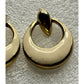 Vintage Gold Tone Cream Enamel Door Knocker Post Pierced Earrings 1” 80s - 90s