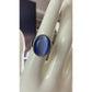 Vintage Large Blue Cabochon Cats Eye Statement Ring 925 Sterling Silver Size 8