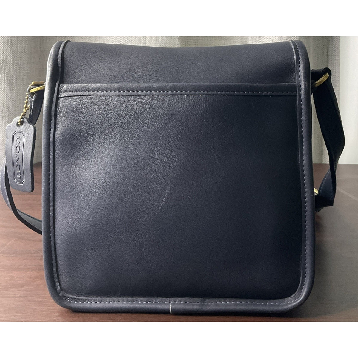 Vintage COACH Navy Blue Leaher Companion Crossbody Shoulder Bag Purse