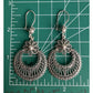 Vintage DGS Sterling Silver Turkey Filigree Crescent Moon Floral Dangle Earrings