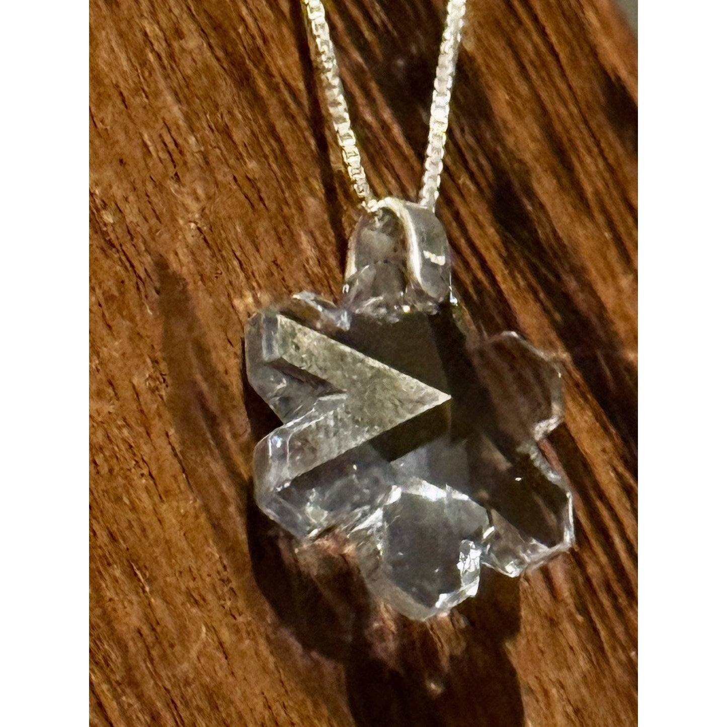 Vintage Sterling Silver Swarovski Crystal Snowflake Pendant Necklace 18”