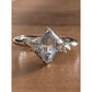 Vintage Sterling Silver 925 Blue Topaz Marquise Ring w CZ Accents Size 8.5