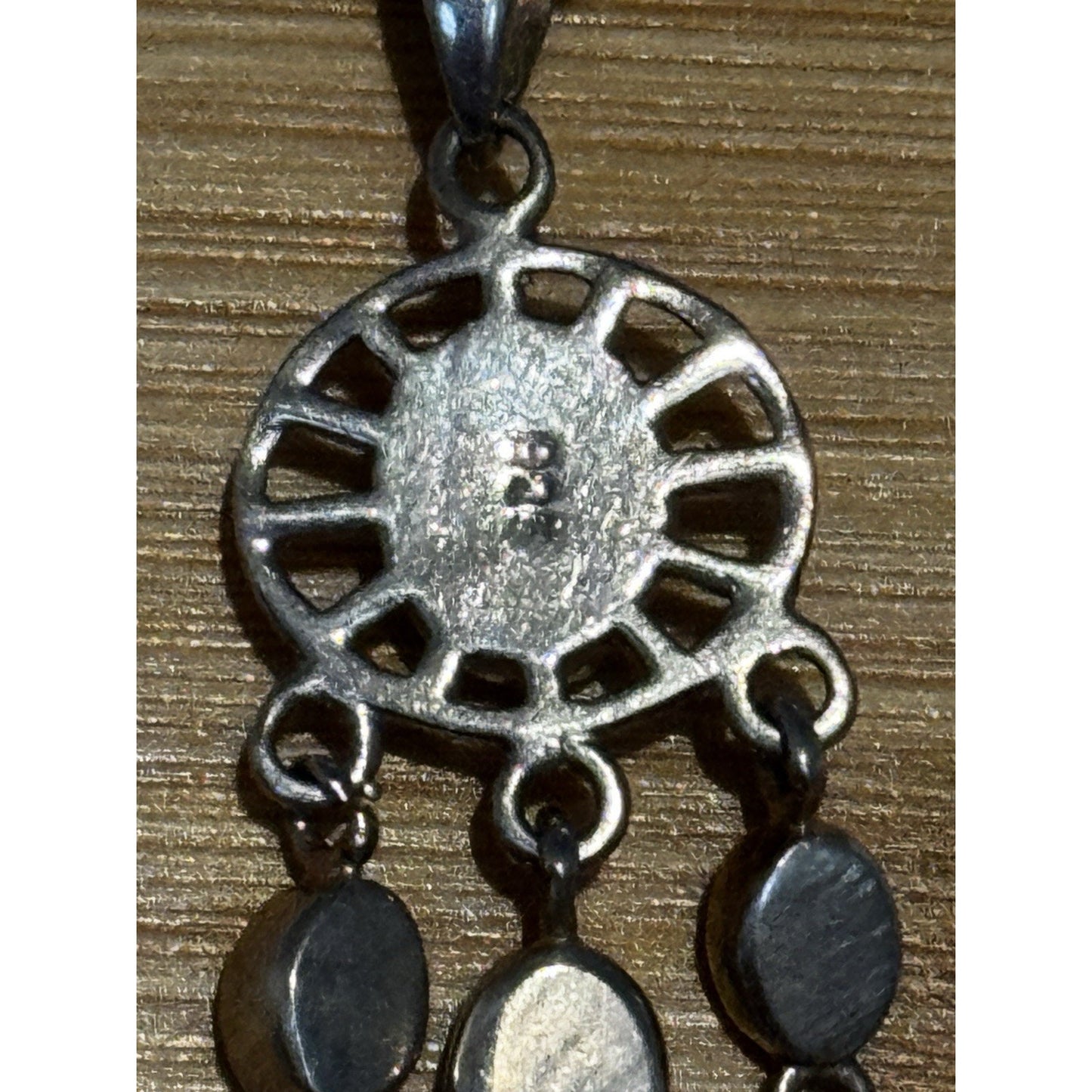 Southwestern 925 Sterling Silver Pink Blue Mother of Pearl Chandelier Pendant
