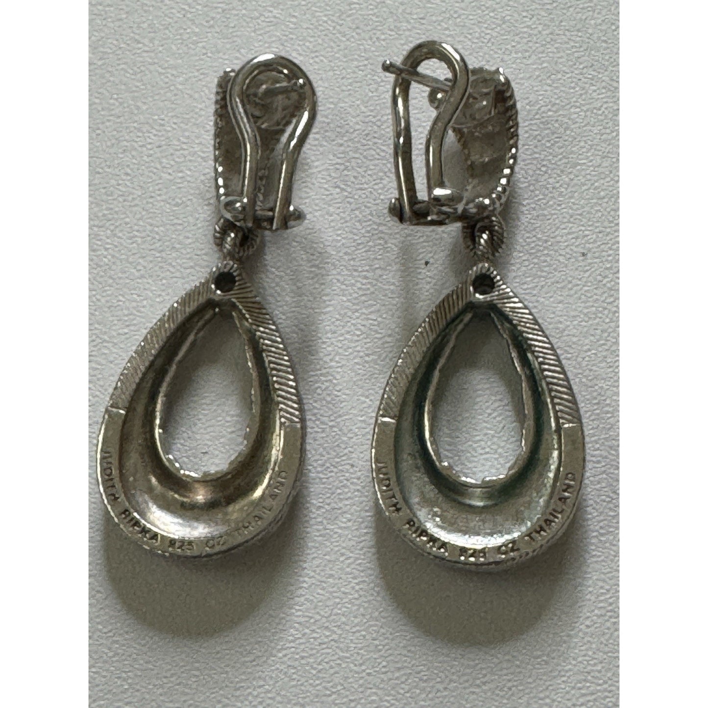 Vintage Judith Ripka Sterling Silver Textured Braided Teardrop Earrings 10g