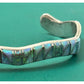 Vintage Southwestern Sterling Silver Blue Green Opal Inlay Cuff Bracelet 22g