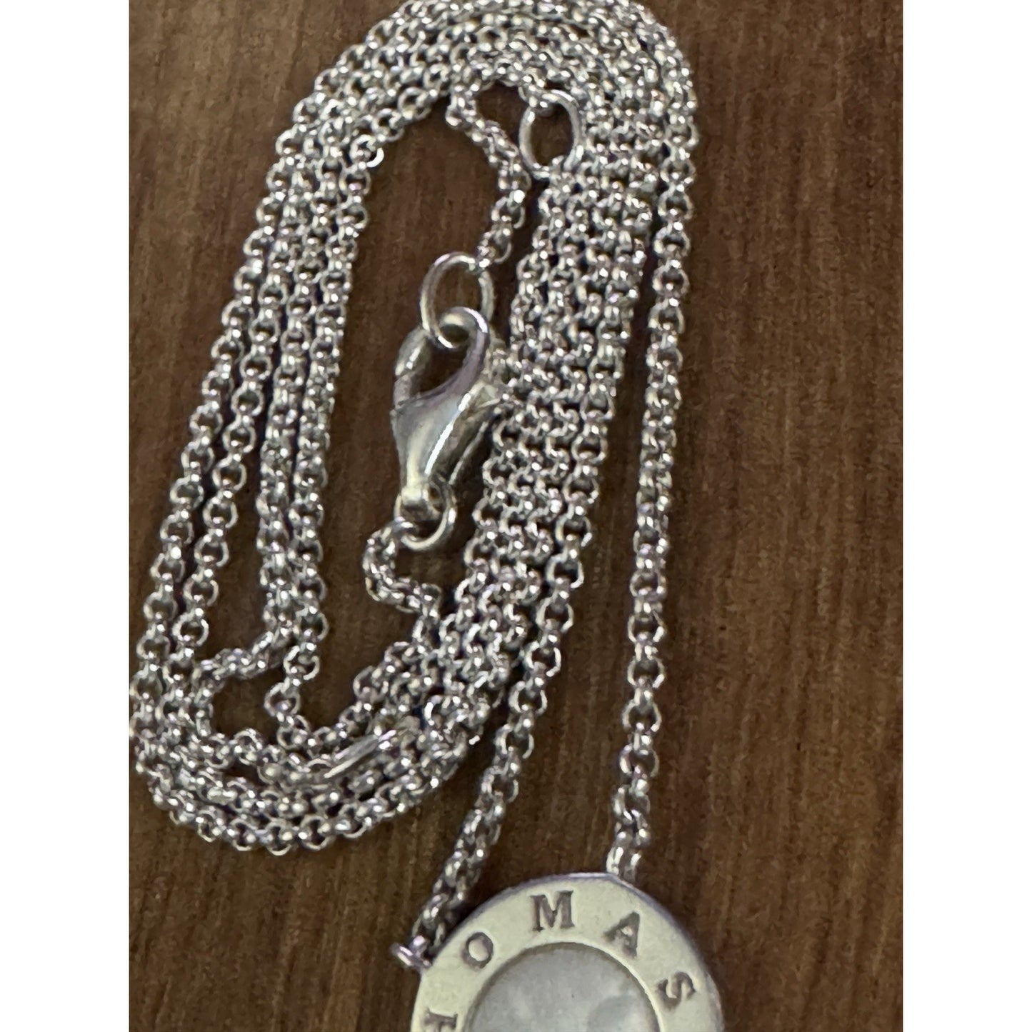 Thomas Sabo 925 Sterling Silver Mother-of-Pearl Disc Pendant Necklace 16 - 17”