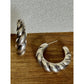Vintage Sterling Silver 925 Ribbed Fluted Half Hoop Twisted Chunky Earrings
