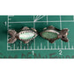 Vintage Sterling Silver Fish Coastal Clip On Earrings Aqua Green Gemstones 10g