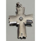 Pre Owned Retired James Avery Floral Cross Pendant With White Cabochon Sterling Silver 2”