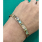 Vintage Abalone Shell Mosaic Inlay Silver Tone Cuff Bracelet 15g Adjustable