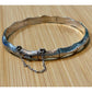 Vintage 925 Sterling Silver Bamboo Hinged Bangle Etched Bracelet Safety Chain