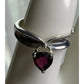Vintage Avon Sterling Silver Garnet Red Heart Gemstone Dangle Ring Size 8.5