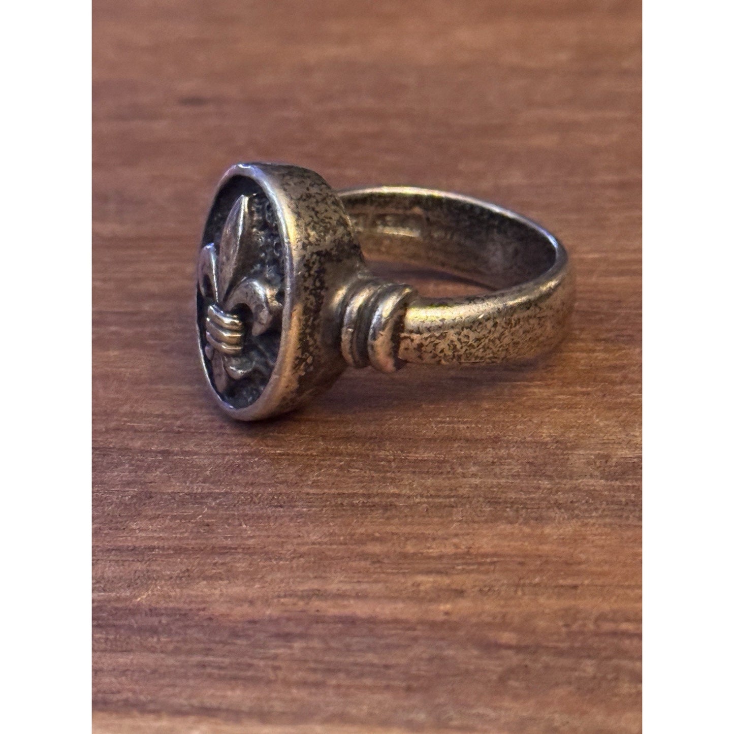 Vintage Ann King 925 Sterling Silver Fleur De Lis Ring w/ 18K Gold Accents 7.5