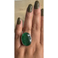 Vintage Large Green Gemstone Sterling Silver Statement Dramatic Ring Size 8