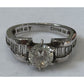Sterling Silver CZ Engagement Wedding 925 Ring Size 7.5 Baguette Accent