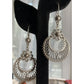Vintage DGS Sterling Silver Turkey Filigree Crescent Moon Floral Dangle Earrings