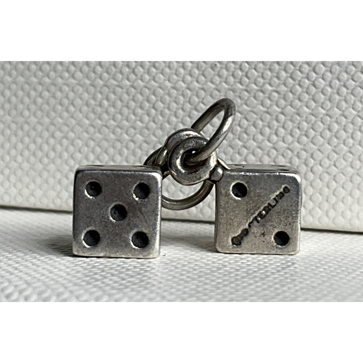 Vintage Sterling Silver Lucky Dice Charm Pendant Casino Gambling Theme