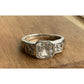 TM 925 Sterling Silver Square CZ Ring Size 7.5 Vintage Style Engagement Ring