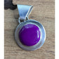 Sterling Silver Purple Cabochon Pendant 925 Round Bezel Statement Charm